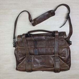 Frye Top Handle Dark Brown Leather Bag Messenger Briefcase Cognac